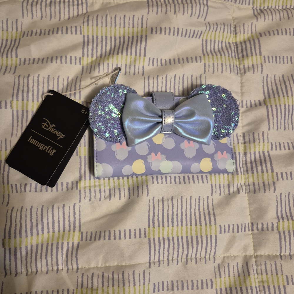 Loungefly Disney Minnie Mouse Sequin Wallet - Purple and Silver